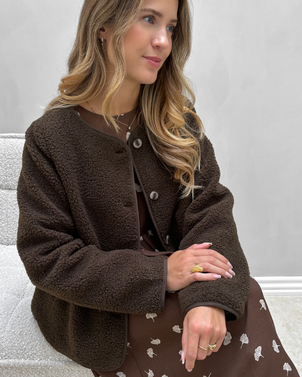 Brun teddy jakke til damer