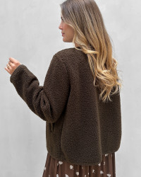 Brun teddy jakke til damer