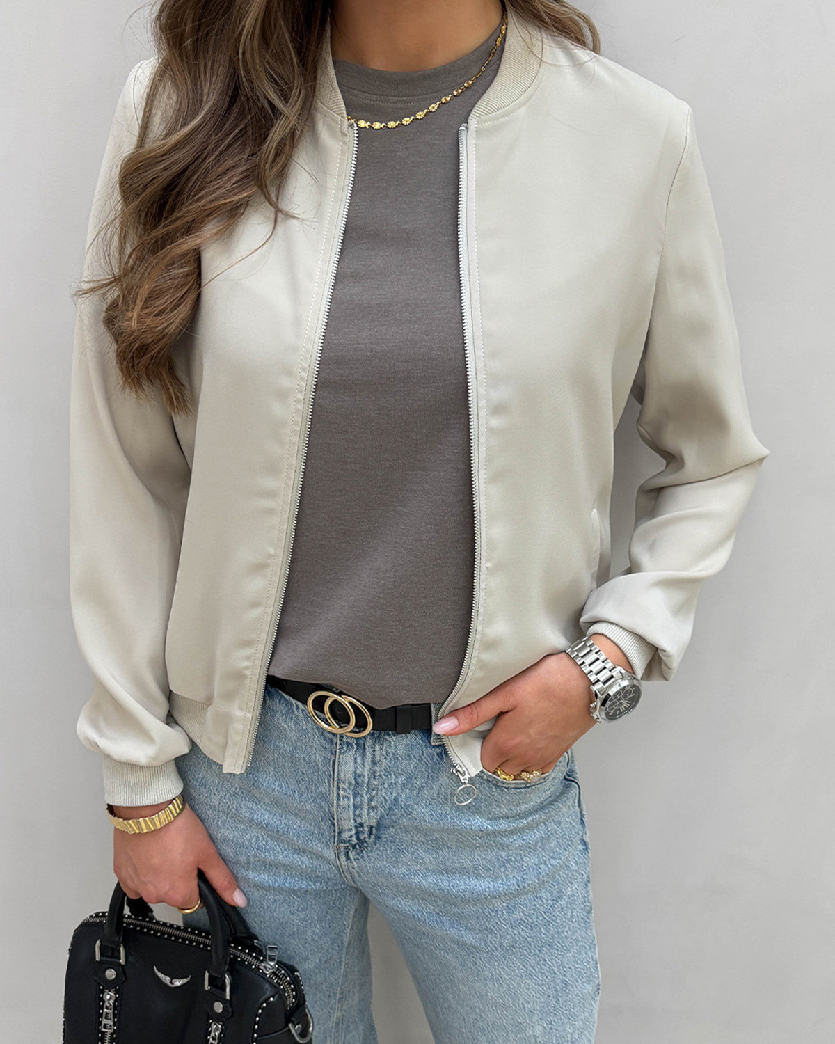 Vero Moda Vmcoco Silver Lining L/S Bomber - M - Grå