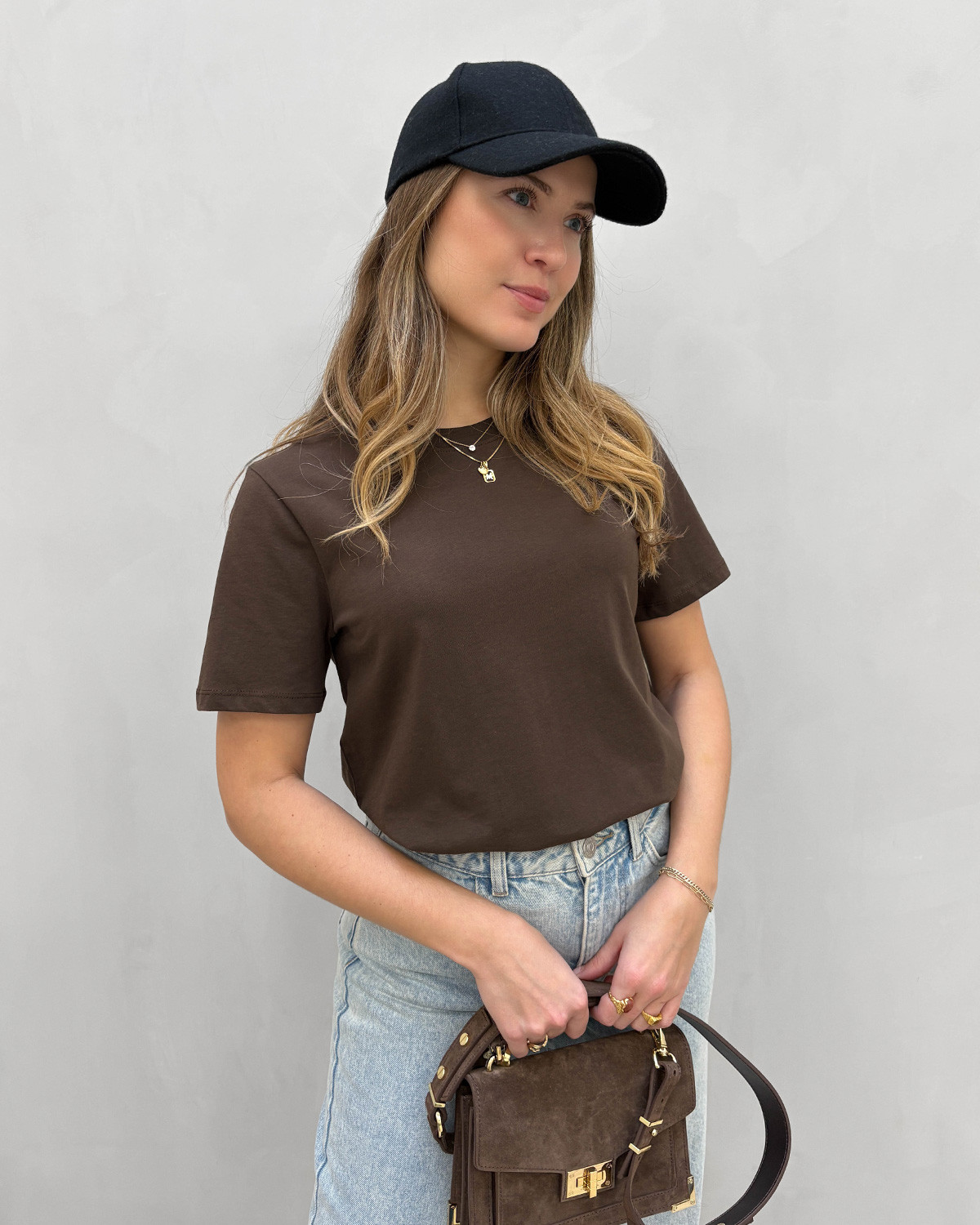 Pieces Pcria Hot Fudge Ss Solid Tee - M - Brun