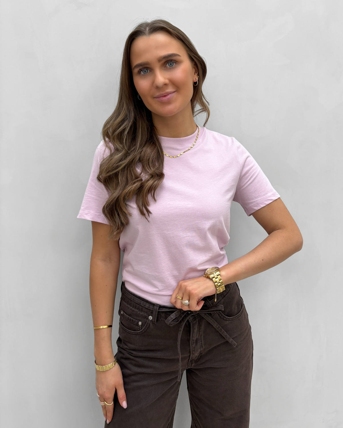 Pieces Pcria Winsome Orchid Ss Solid Tee - L - Lilla