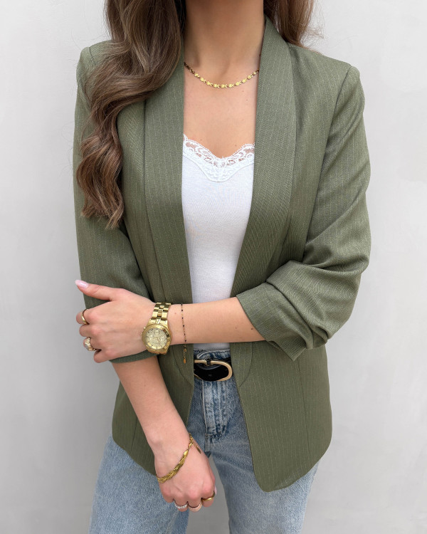 Blazer 3/4 Pinstripe Noos BC Femme Pieces - Élégant Rayé Pour Look Automne Chic