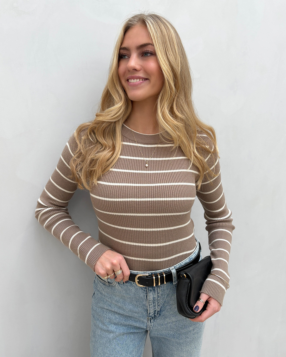 Pieces Pcmira Greige Birch Narrow New Ls O-Neck Knit - XL - Grå