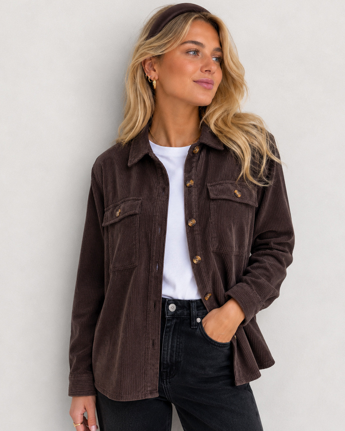 Pieces Pceffi Hot Fudge Ls Shirt - L - Brun