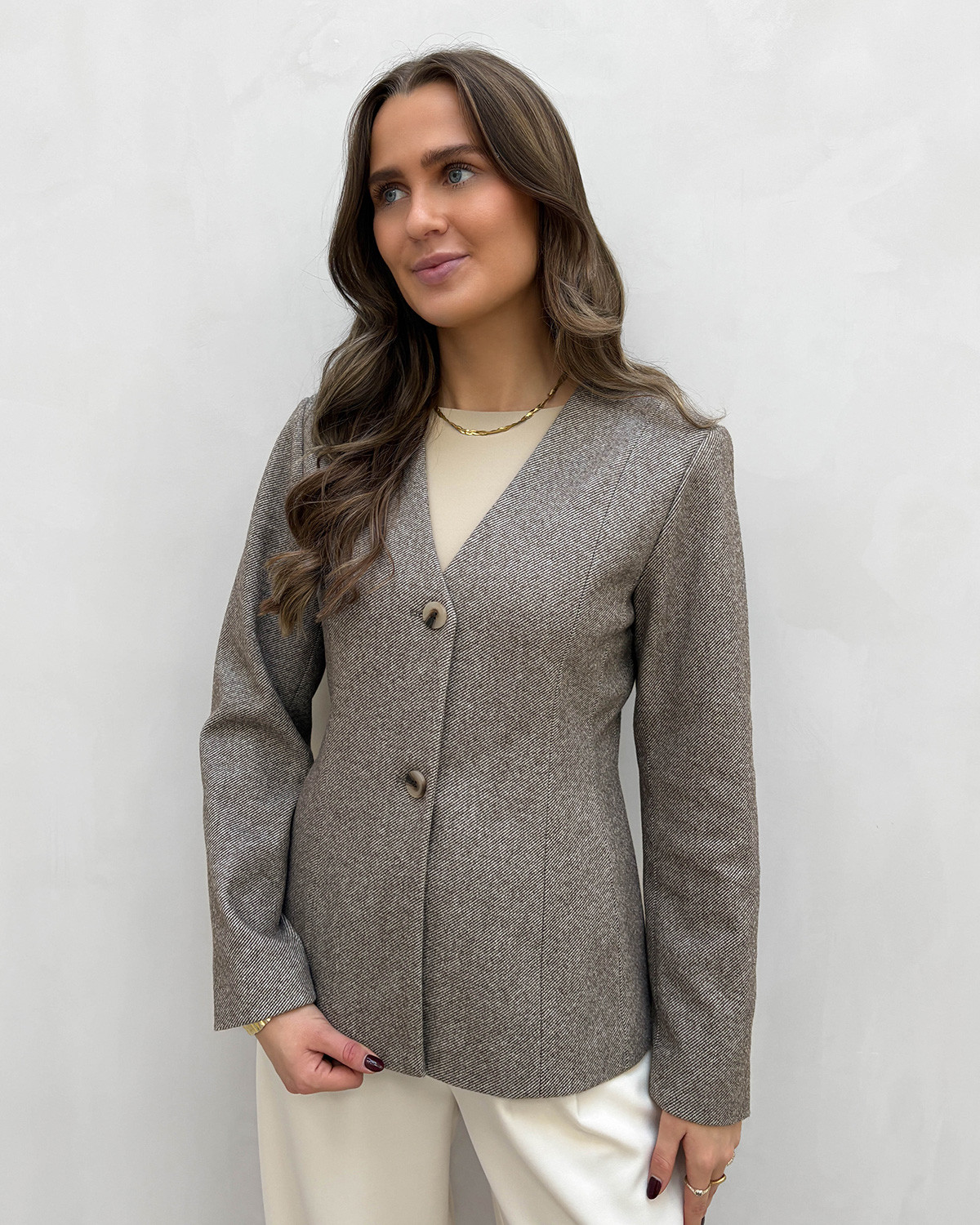 Pieces Pcriley Hot Fudge Melange Ls Blazer - XS - Brun
