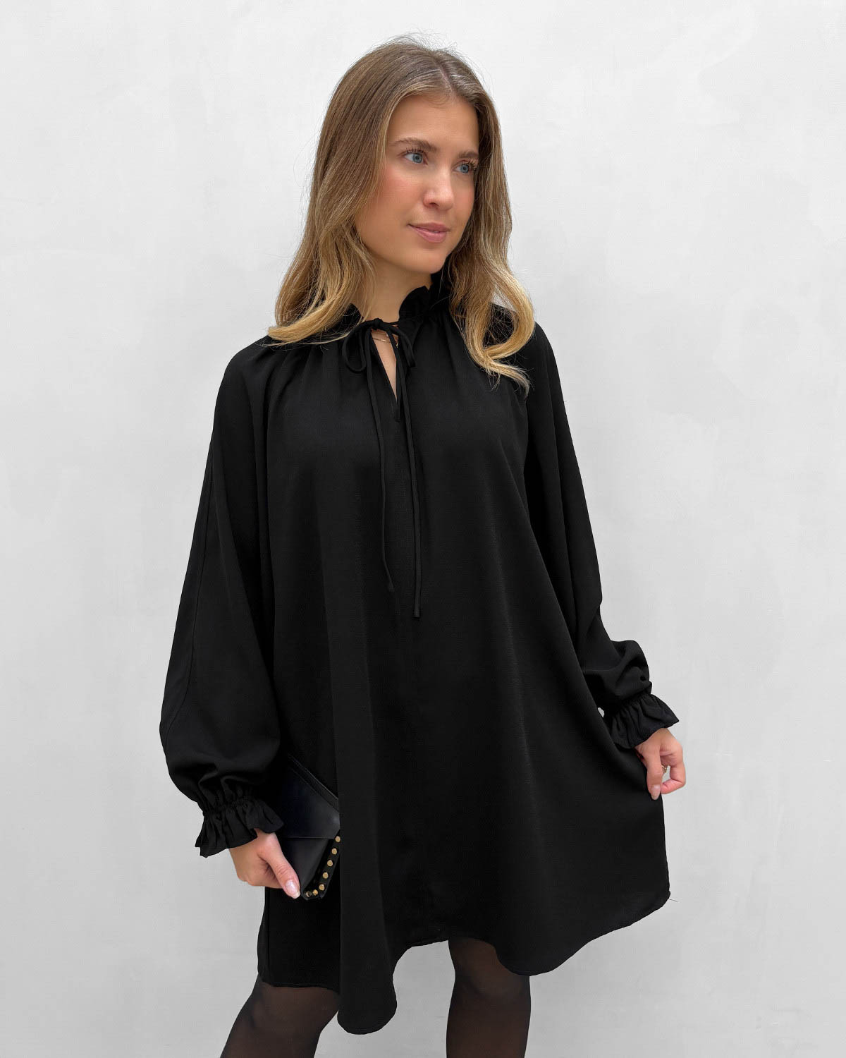 ONLY Onlfayce Black Ls Short Loose Dress - XS - Sort