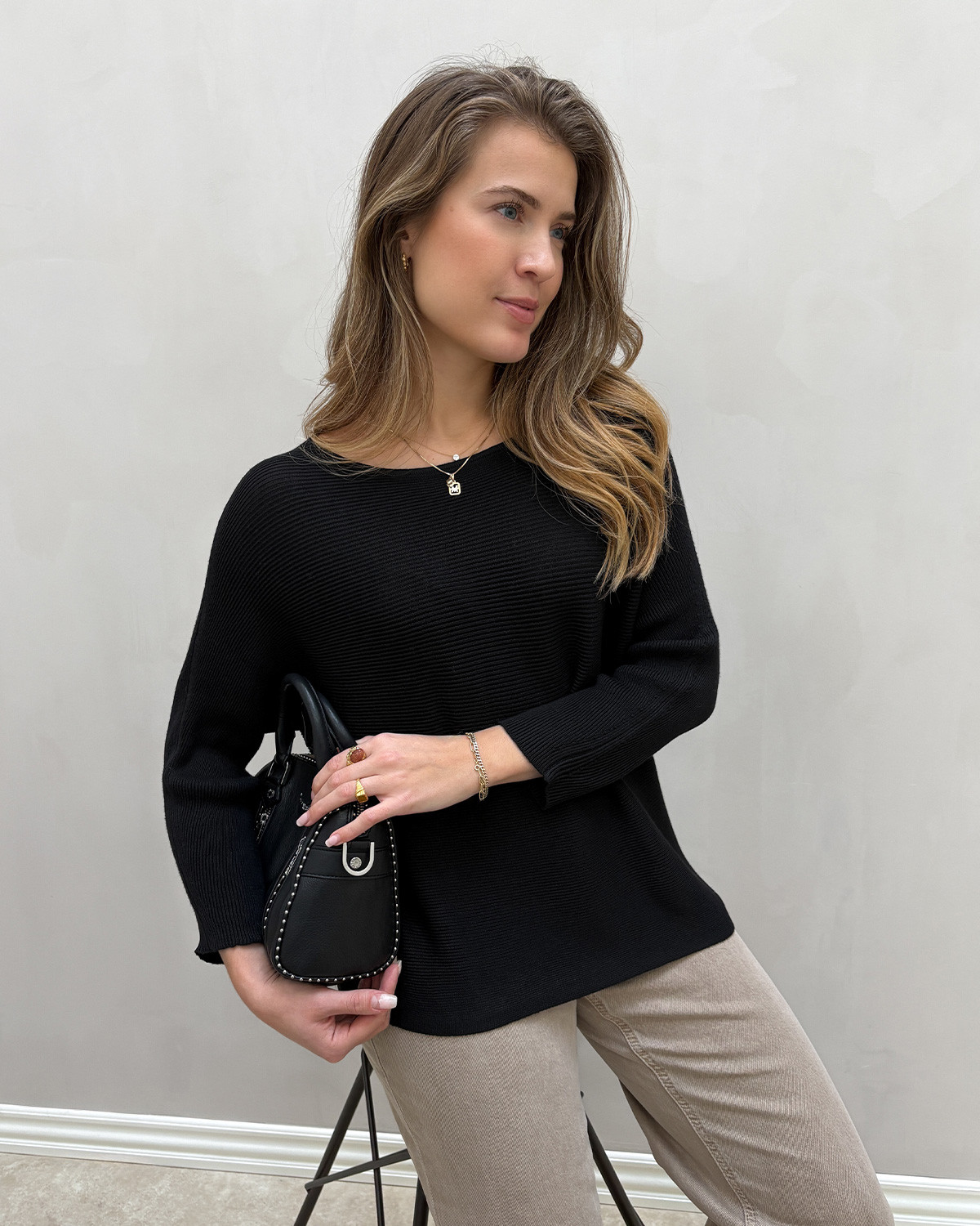 Vero Moda Vmnora Black 3/4 Boatneck Blouse - XS - Sort