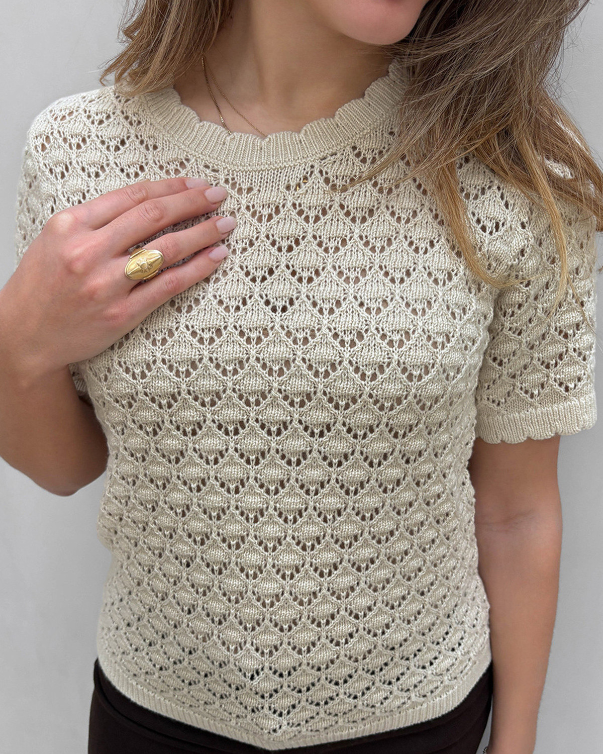 Vero Moda Vmjaqueline Birch Ss O-Neck Top - M - Grå