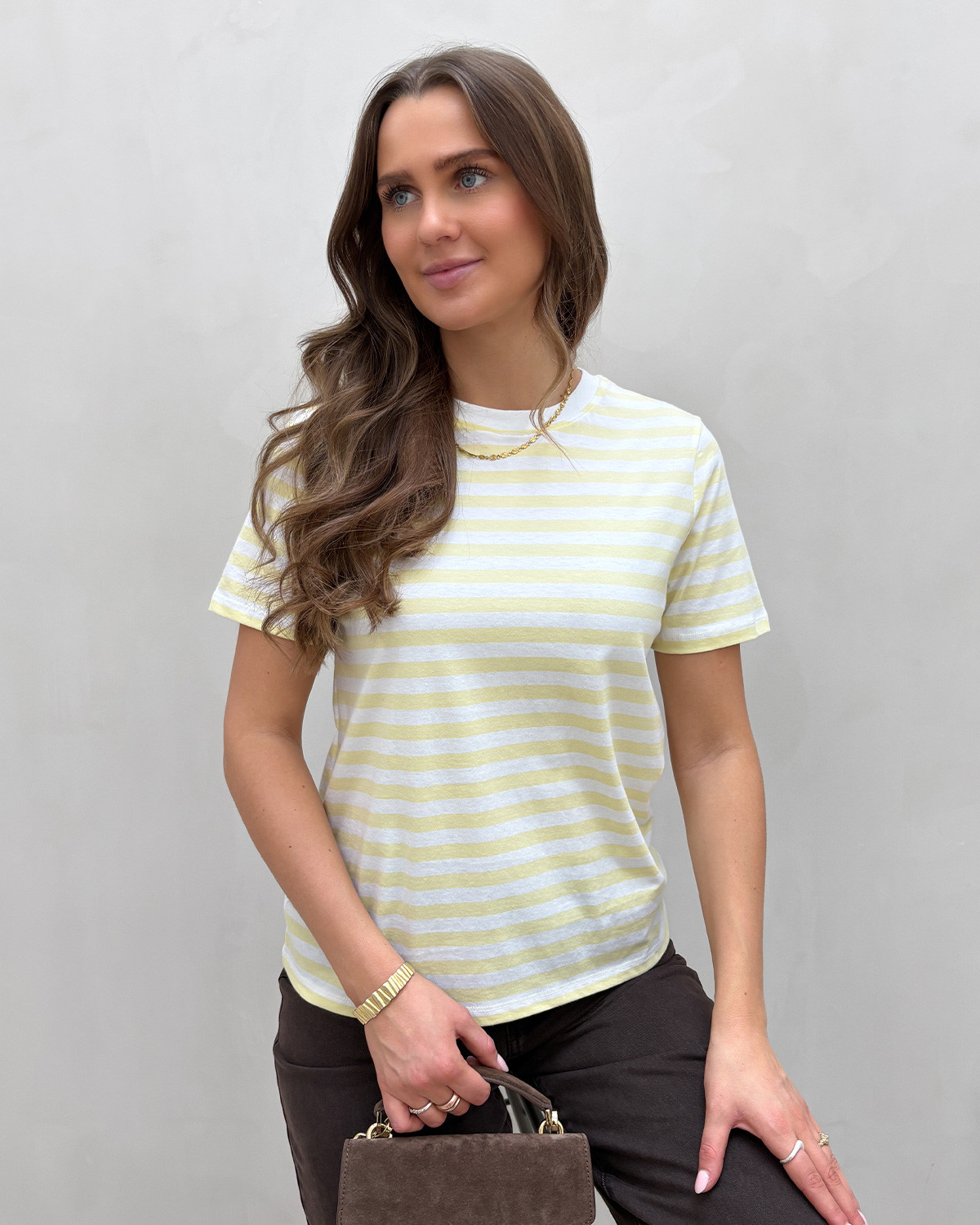 Pieces Pcria French Vanilla Bright White Ss Tee Stripes - S - Gul