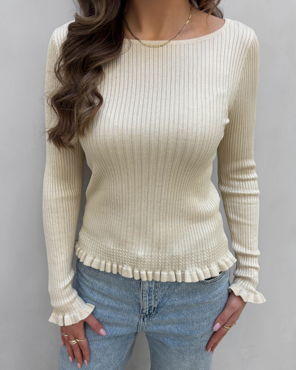 VILA Vibelia Birch Boatneck L/S Knit Top - M - Grå