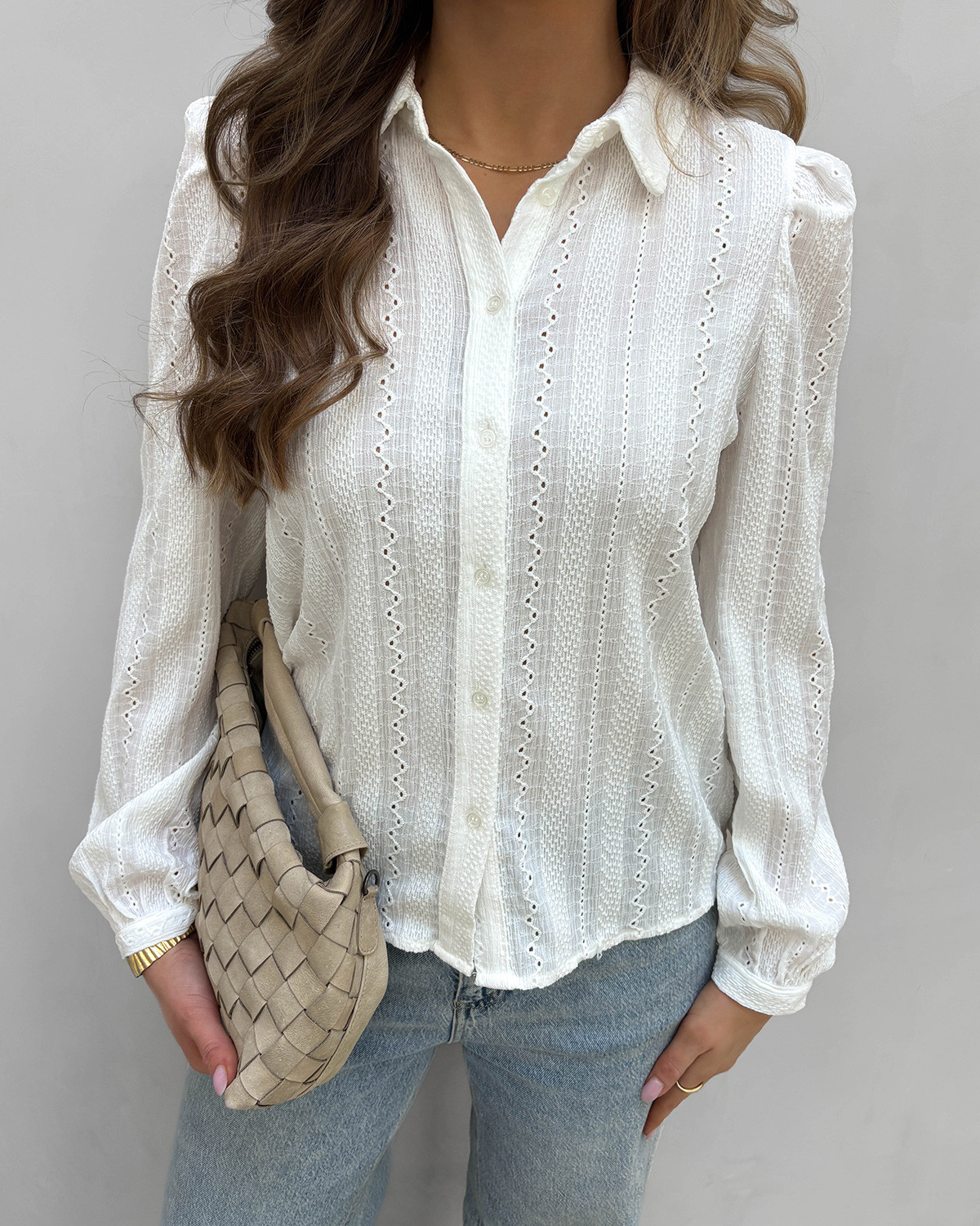 VILA Vizania Cloud Dancer L/S Shirt - M - Hvid