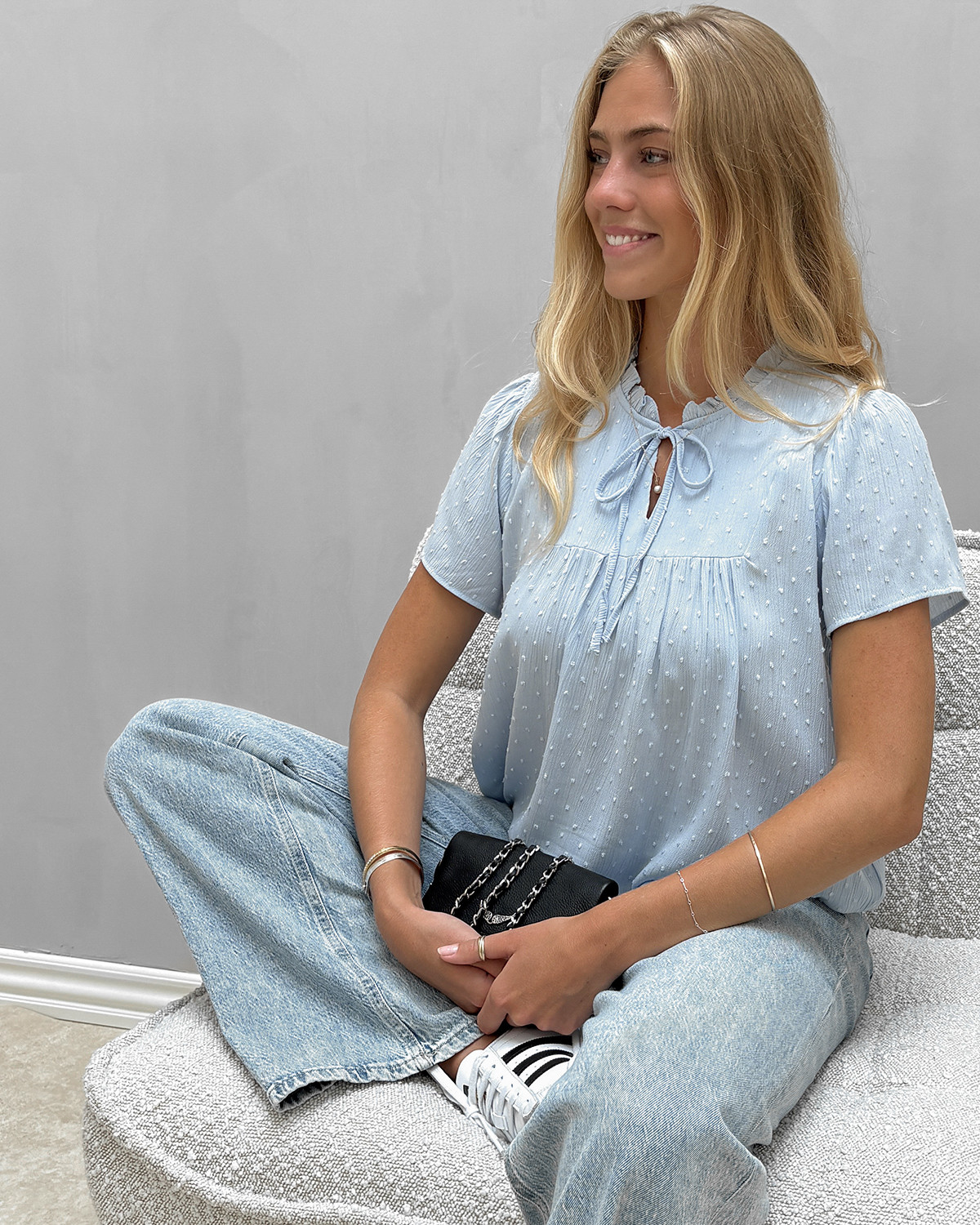 JDY Jdylima Kentucky Blue Life S/S Top - 38 - Blå