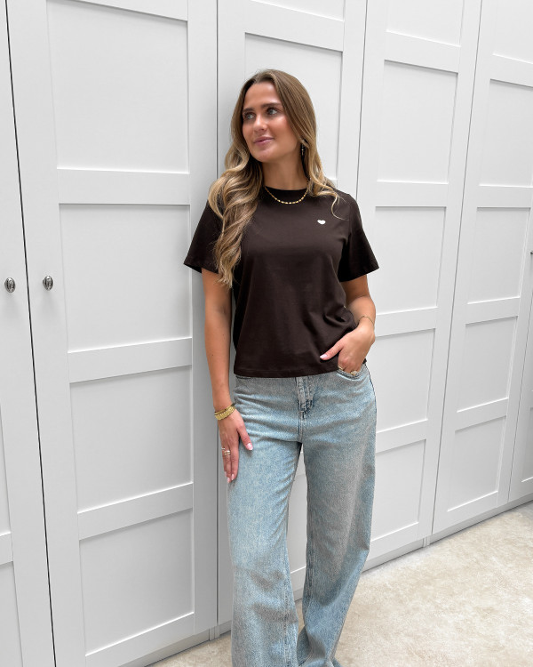 Brun t-shirt med print til damer