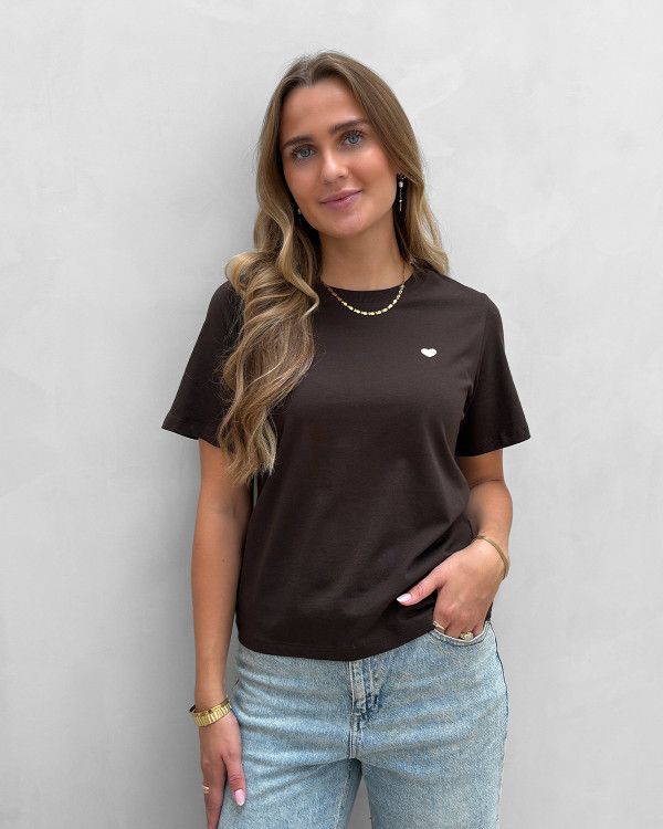 Brun t-shirt med print til damer