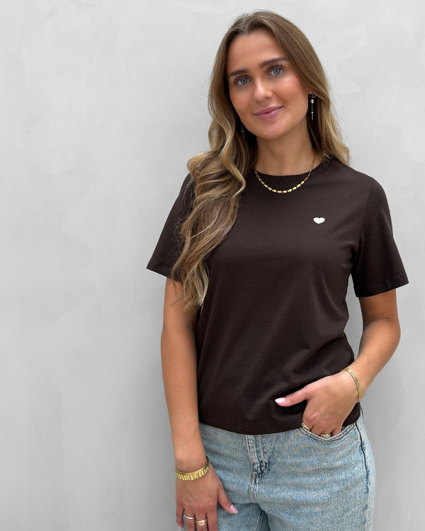 Brun t-shirt med print til damer