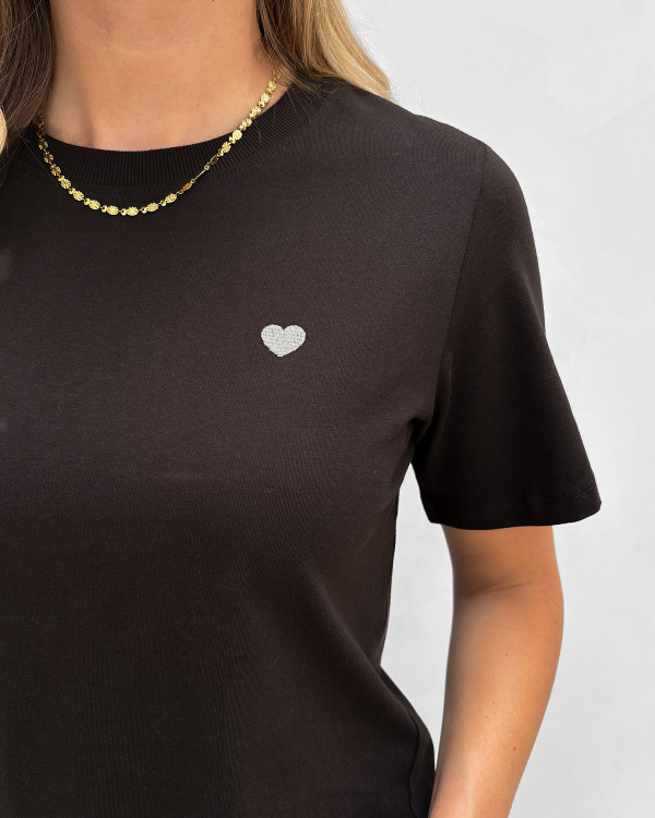 Brun t-shirt med print til damer