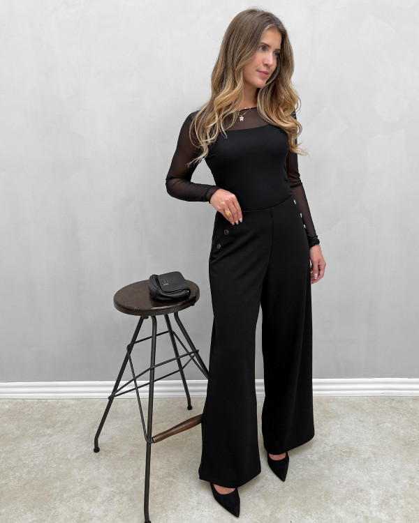 Sort mesh bluse til damer