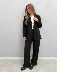 Klassisk sort blazer med løs pasform - Dametøj
