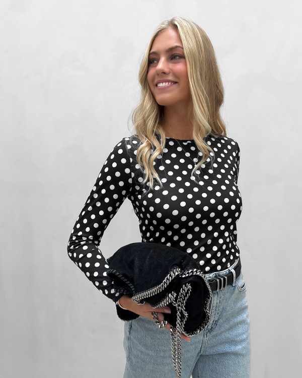 Prikket bluse med lange ærmer - modetøj