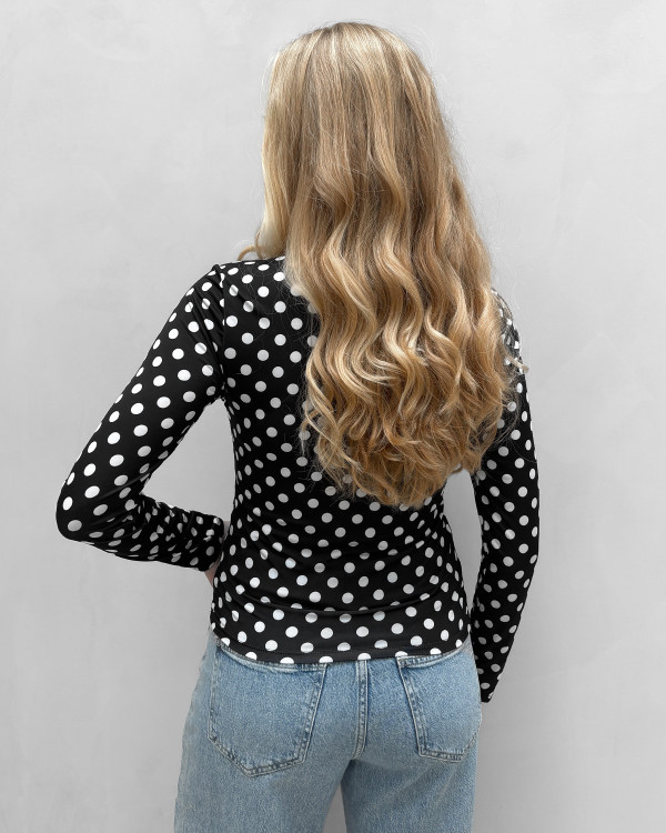 Prikket bluse med lange ærmer - modetøj