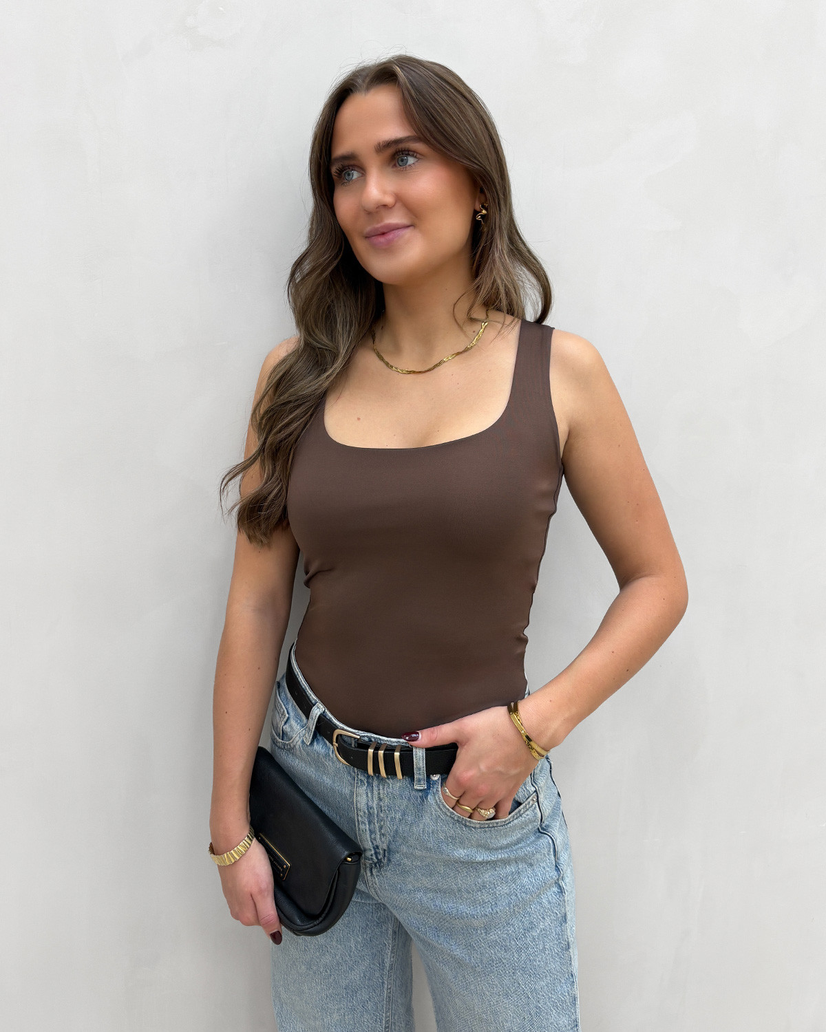 Vero Moda Vmmillion Chocolate Martini Sl Square Top 2-Way - L - Grå
