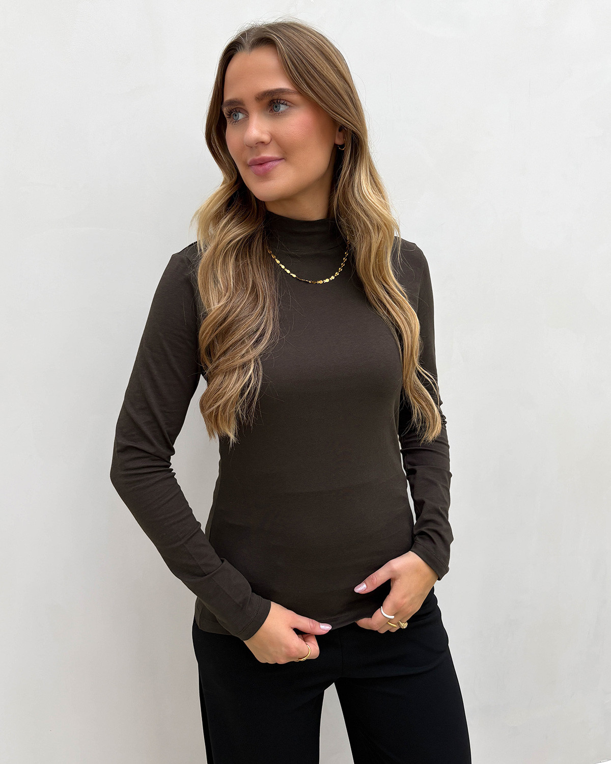 JDY Jdyava Chocolate Torte New Turtleneck Top - L - Brun