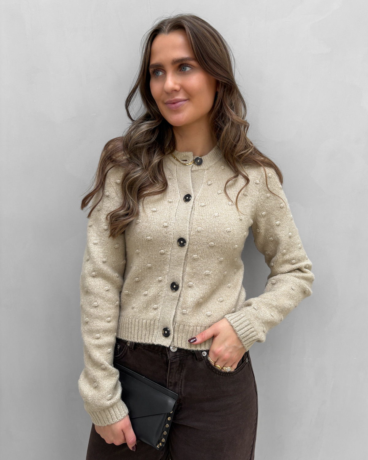VILA Vimofie Natural Melange L/S Knit Cardigan - S - Beige