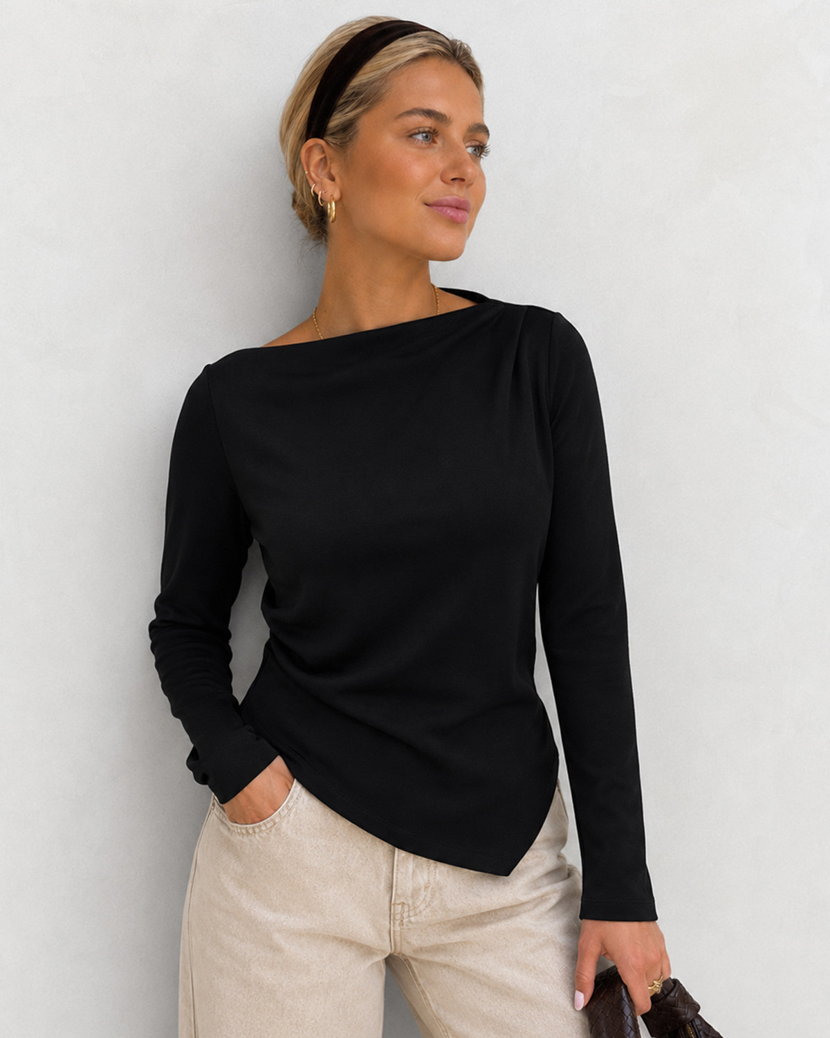 Vero Moda Vmmille Ls Black Boatneck Short Top - S - Sort