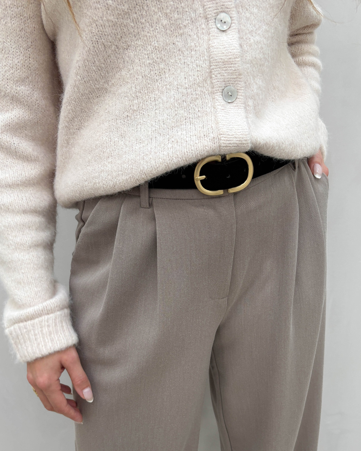 Pieces Pcjuva Black W Brushed Gold Buckle Suede Jeans Belt - 75 - Sort