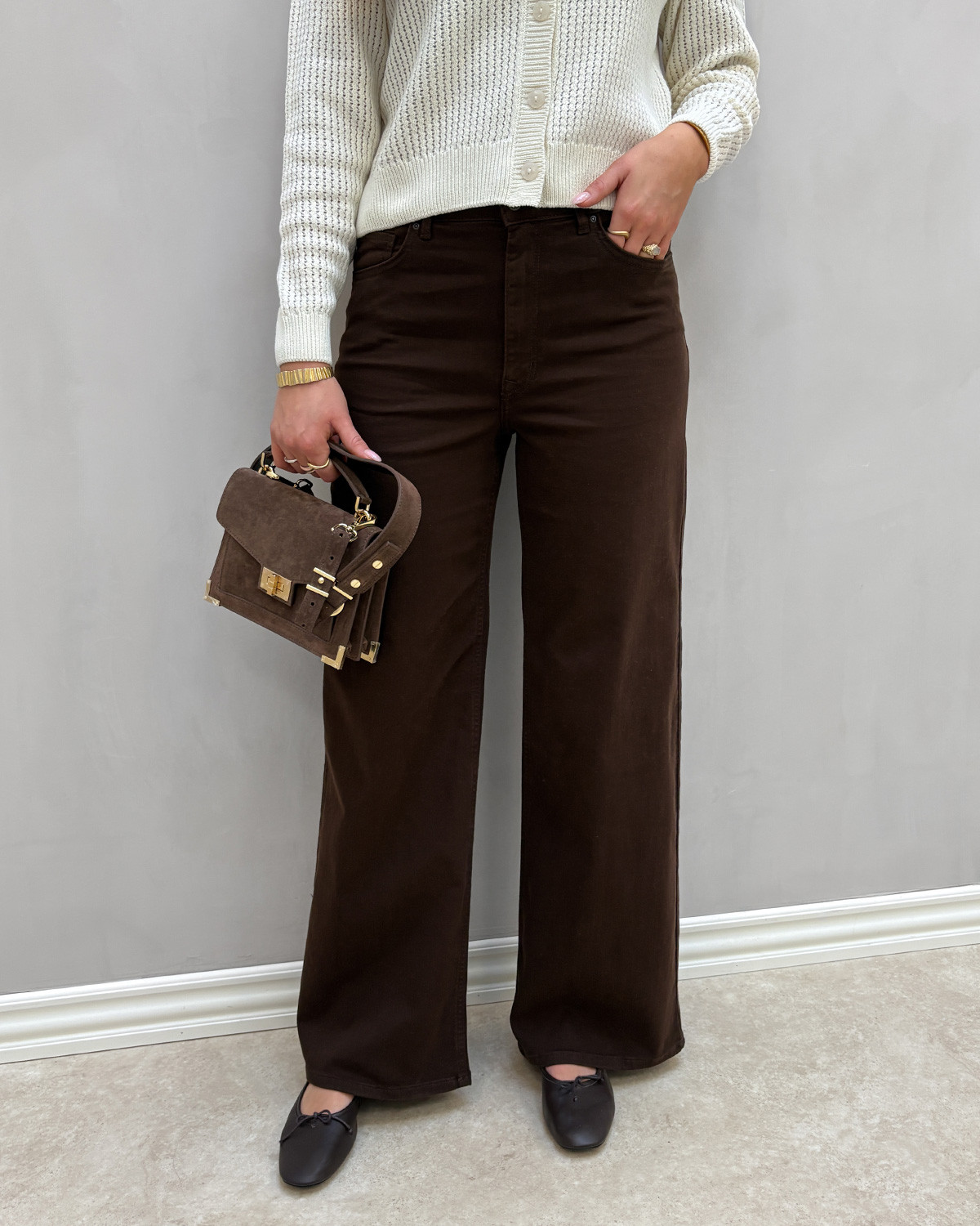 ONLY Onlmadison Dark Brown Denim Blush Hw Wide Color Denim - S - Brun