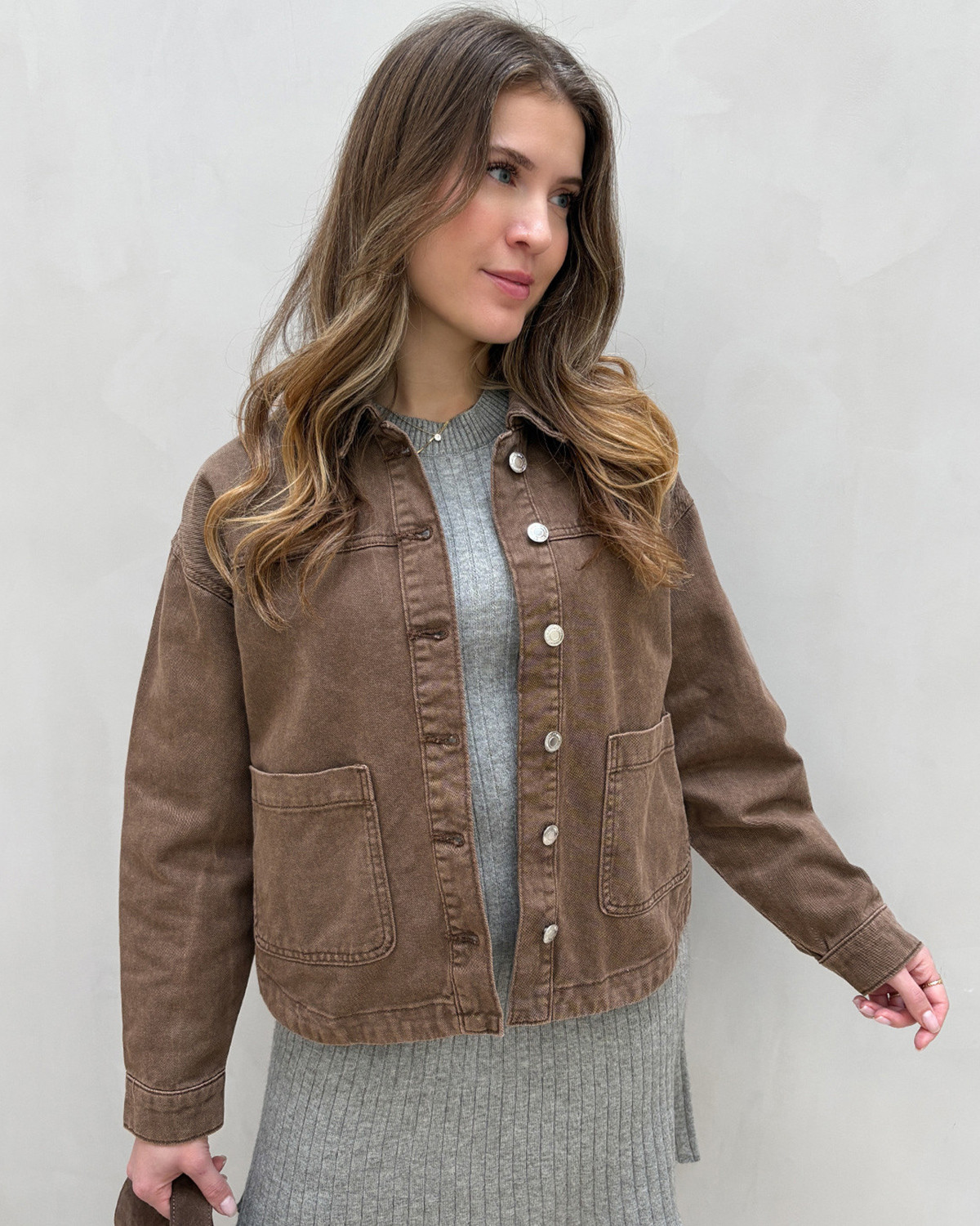 Vero Moda Vmjamie Carafe Washed Ls Denim Shacket Mix - S - Brun