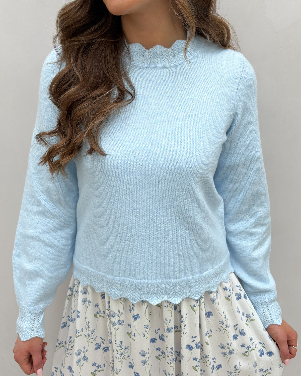VILA Vinikolina Nantucket Breeze Melange O-Neck L/S Knit Top - M - Turkis
