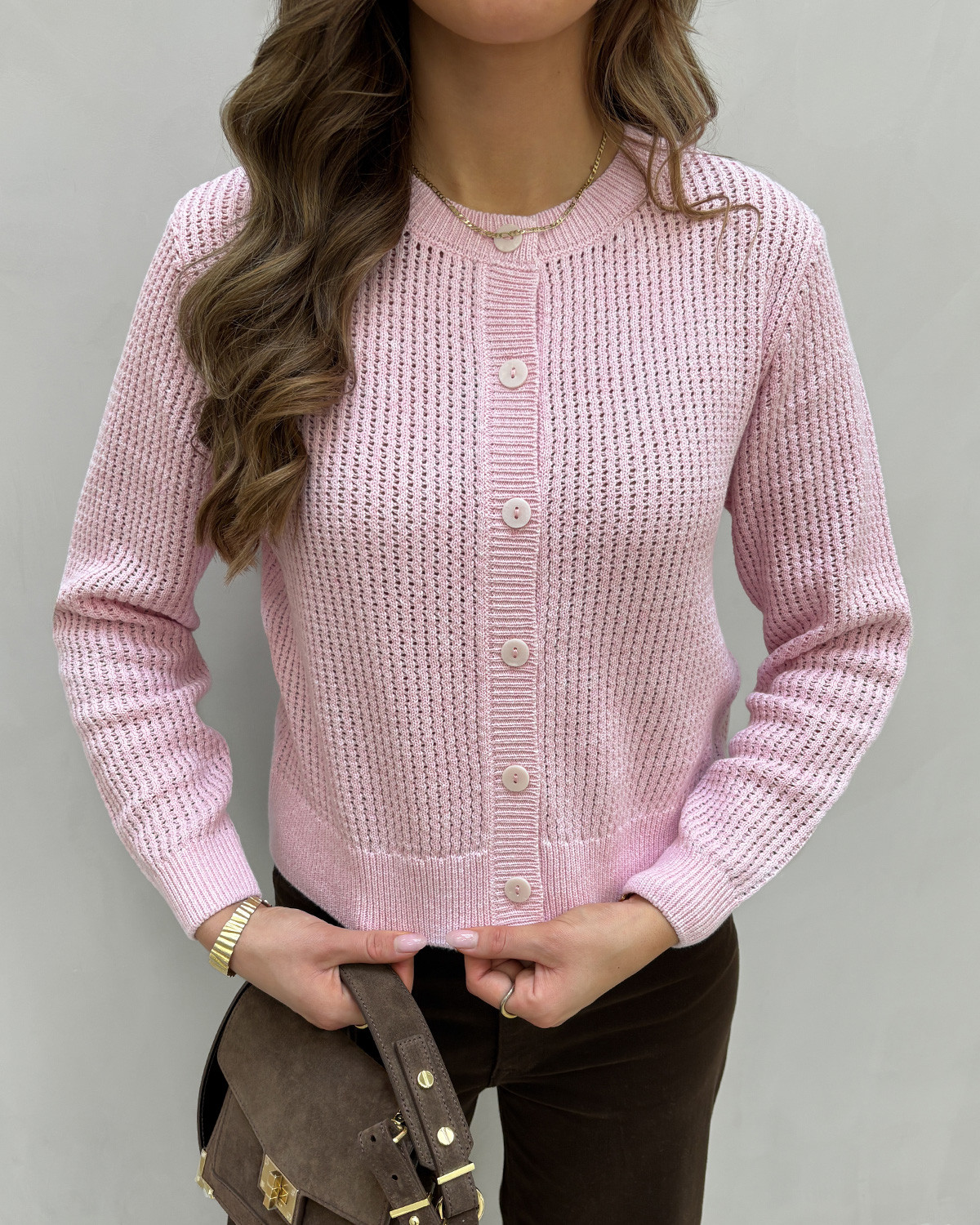 JDY Jdyserena Chalk Pink Life L/S O-Neck Cardigan Knit - S - Lyserød