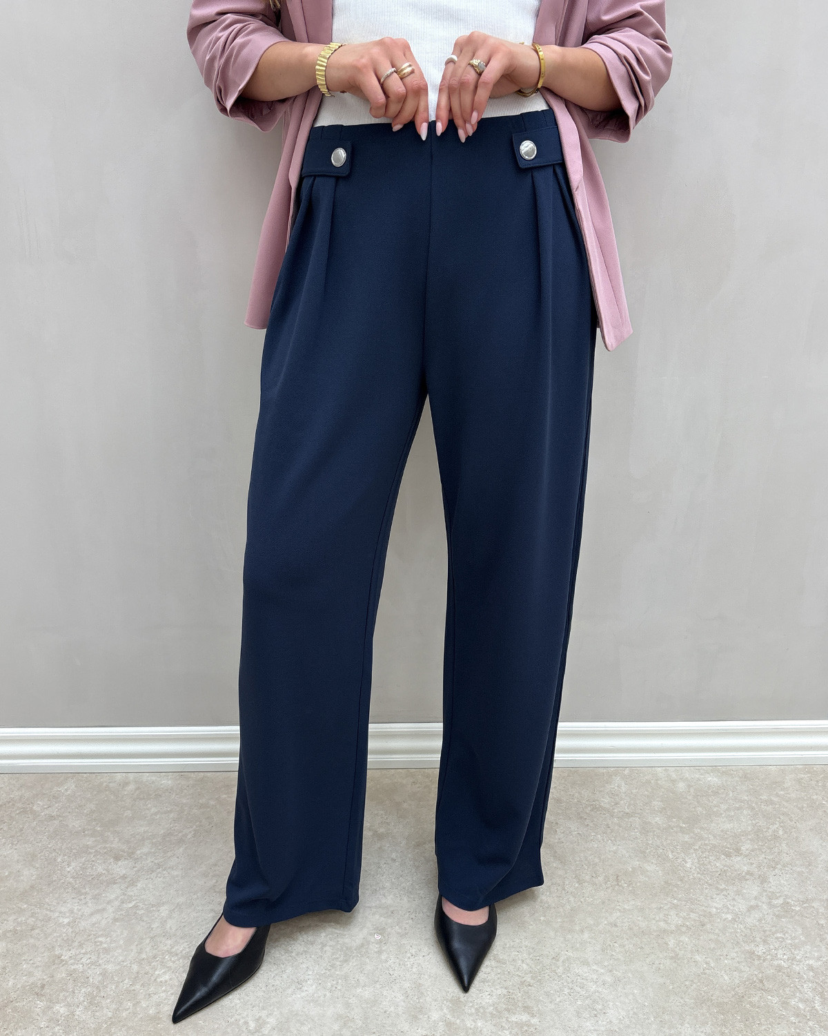 JDY Jdylouisville Black Iris Buttons Life Button Pant - XL - Blå