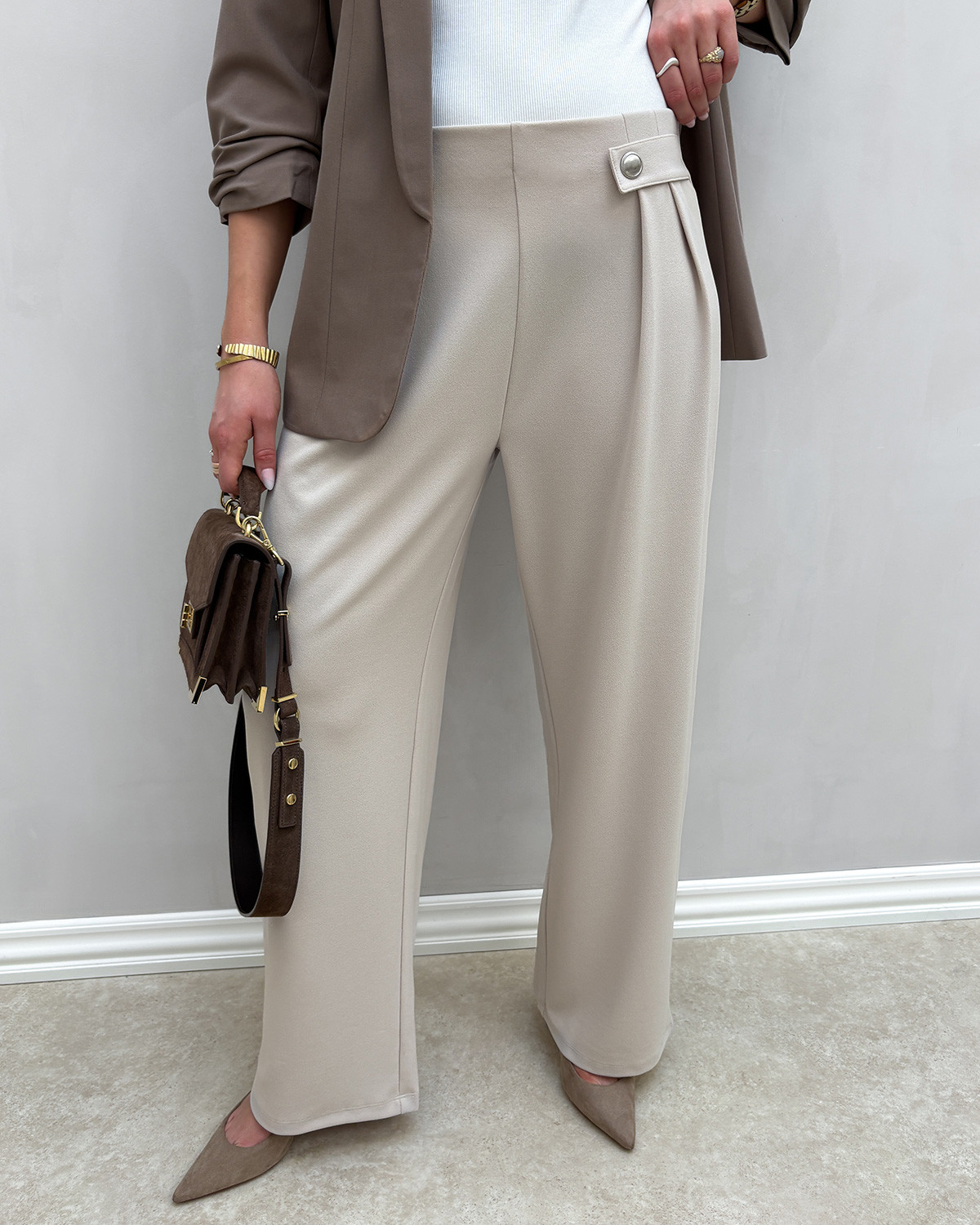 JDY Jdylouisville Chateau Gray Buttons Life Button Pant - XXL - Grå