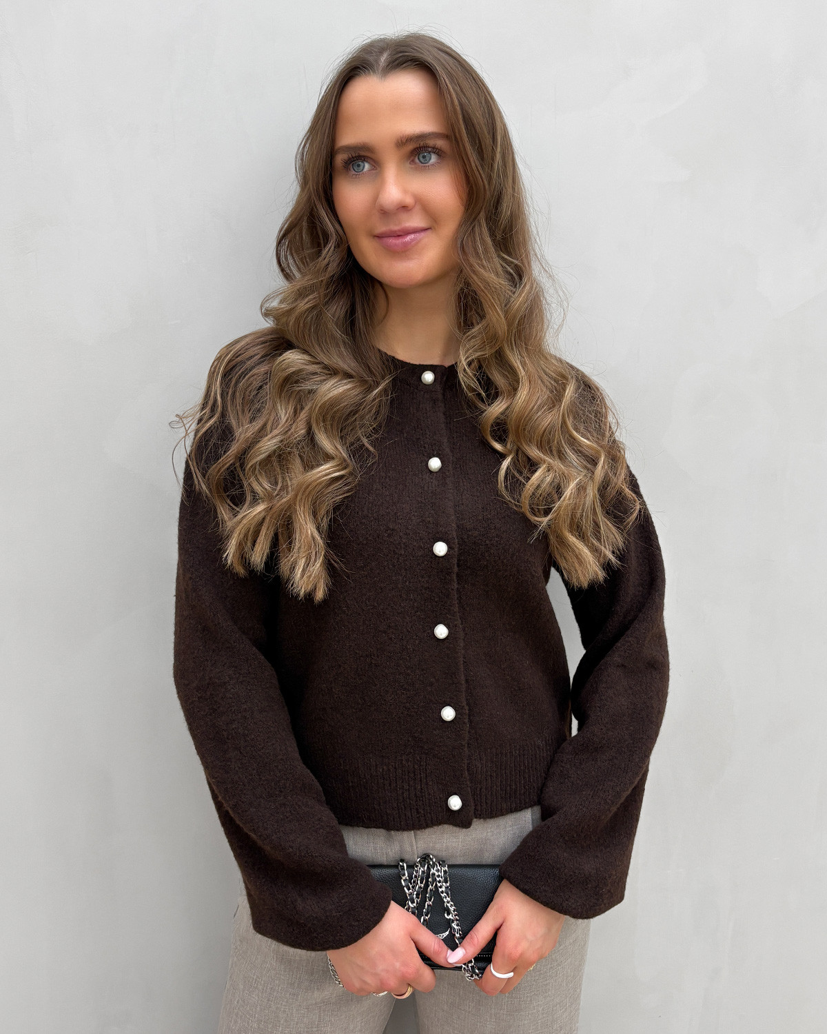 ONLY Onlisabella Hot Fudge Melange L/S Cardigan Knit - S - Brun