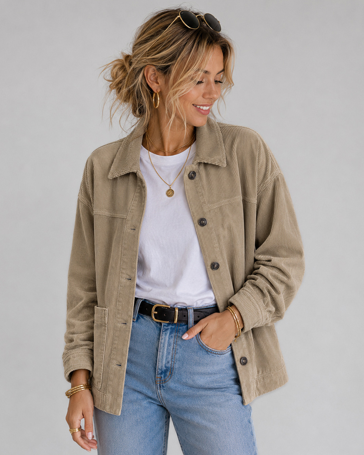 ONLY Onlkana Silver Mink Corduroy Jacket - M - Brun
