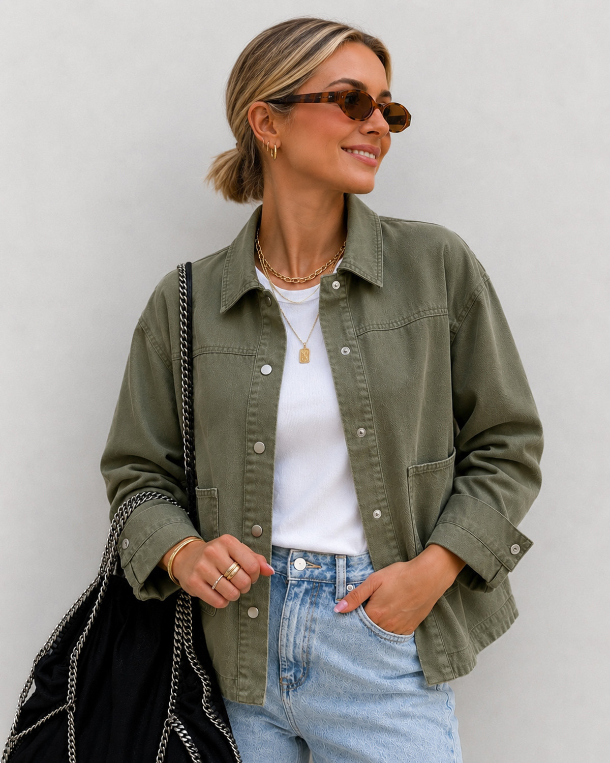ONLY Onllara Covert Green Twill Jacket - Grå - XS