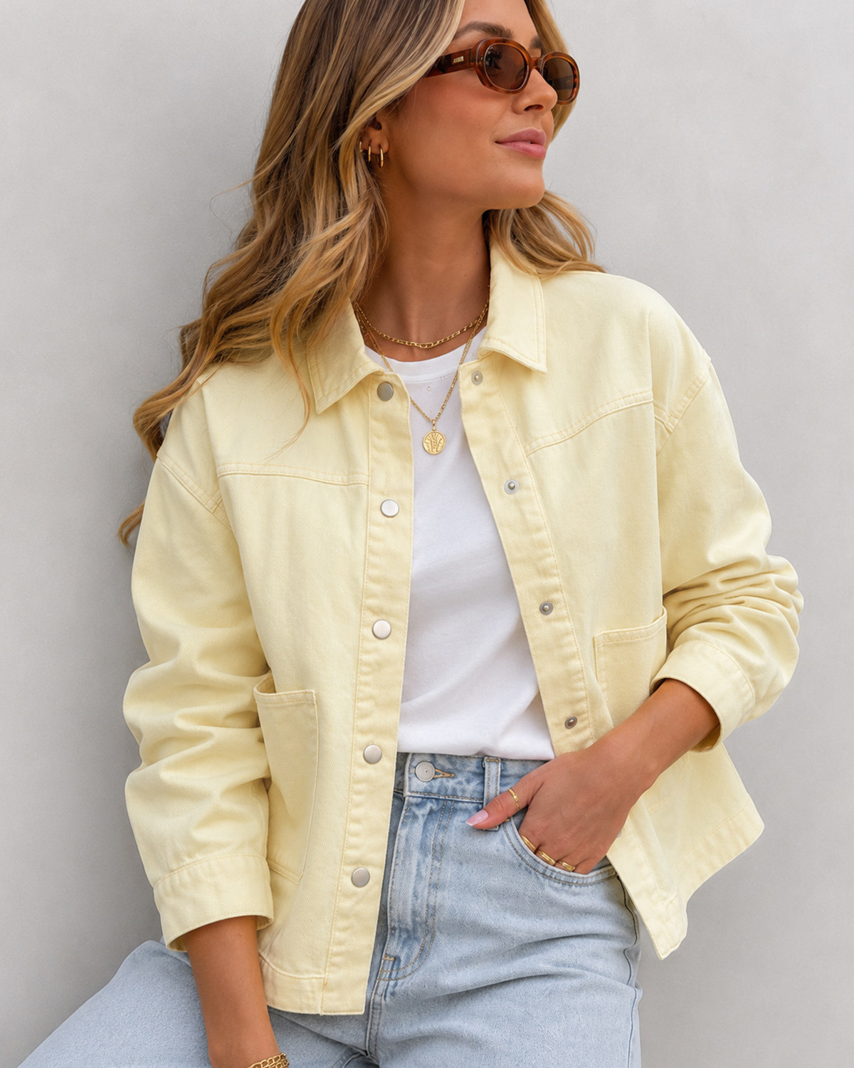 ONLY Onllara Double Cream Twill Jacket - L - Gul