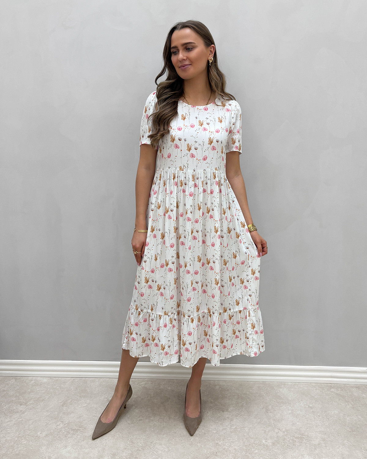 JDY Jdyaia Cloud Dancer Laceleaf S/S Midi Dress - S - Hvid