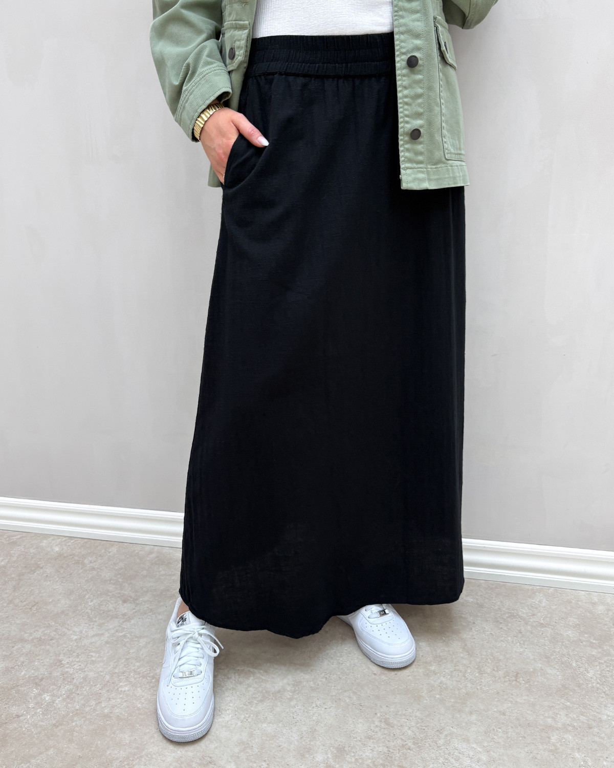 ONLY Onltizana Black Long Skirt - L - Sort