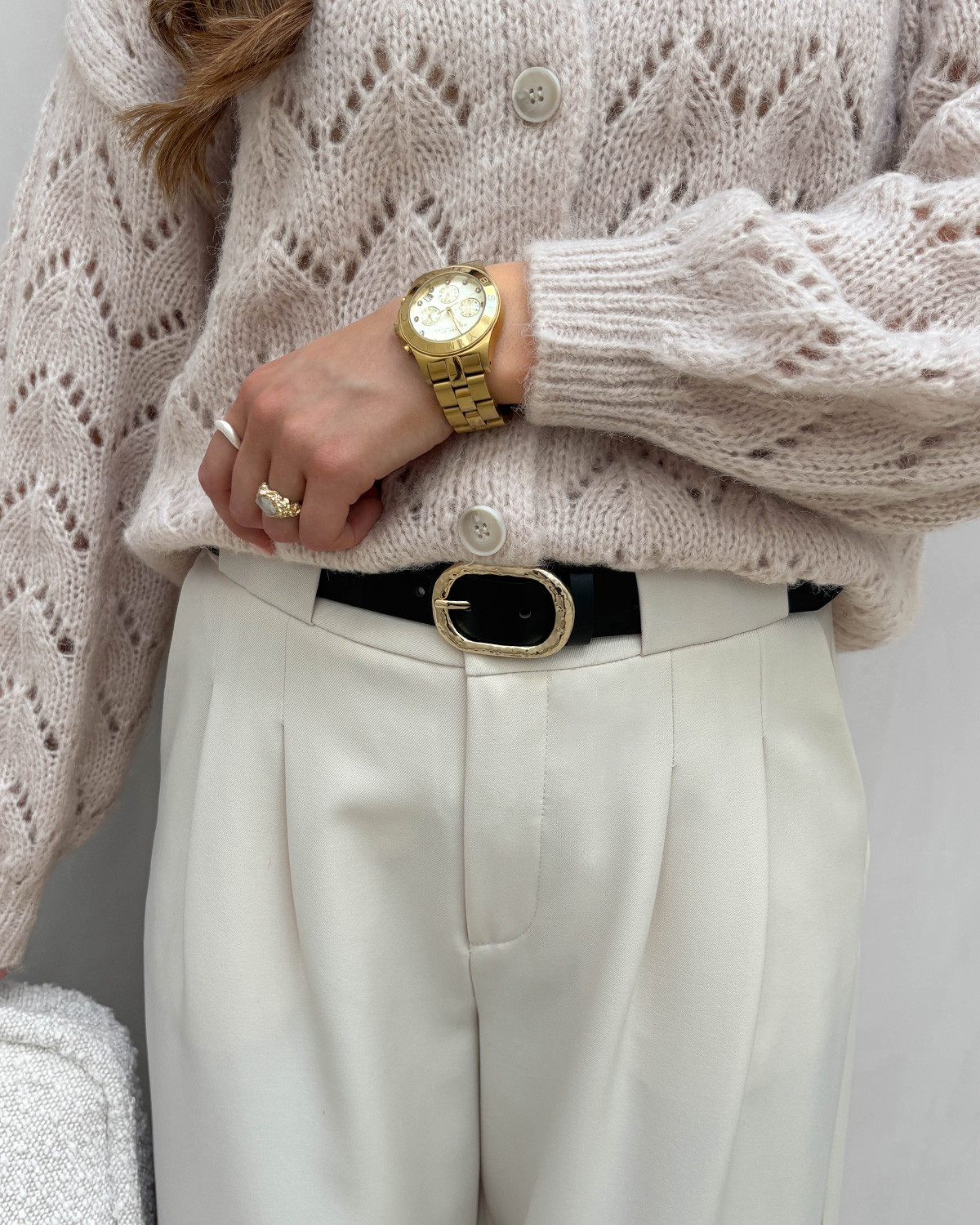 ONLY Onlisabella Black Light Gold Pu Jeans Belt - 85 - Sort