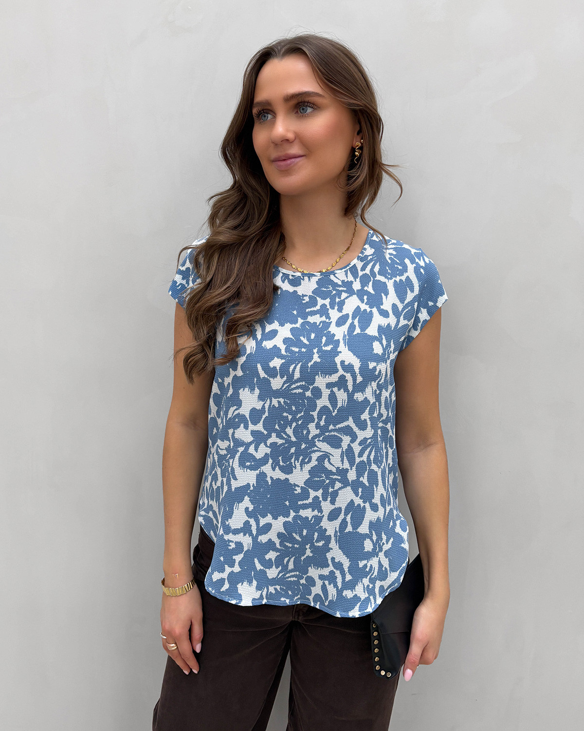 ONLY Onlvic Riviera Forest Flower S/S Aop Top - 38 - Blå