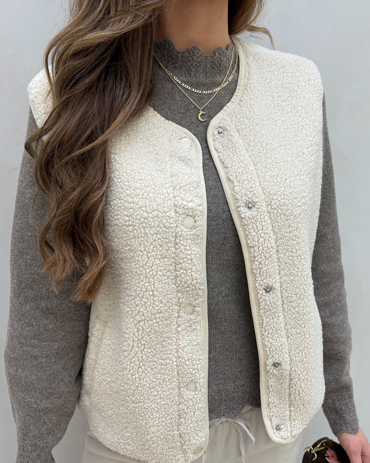 JDY Jdysimina Pumice Stone Teddy Waistcoat - XS - Grå