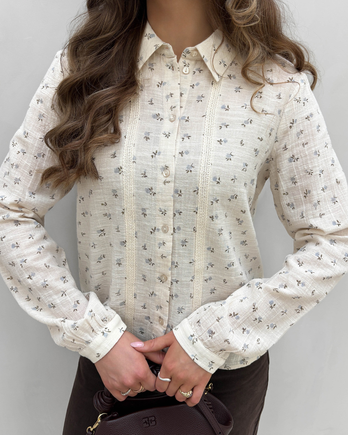 Pieces Pcjollie Egret Flowers Ditsy Ls Shirt - XS - Hvid