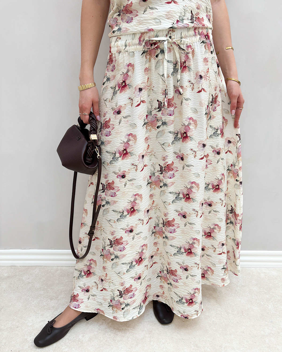 JDY Jdytroya Cloud Dancer 110326 Multi Flower Life Mw String Skirt Dia - S - Hvid