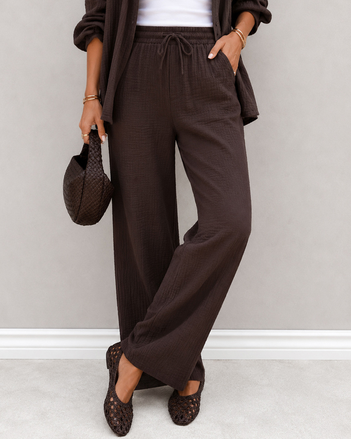JDY Jdytheis Chocolate Torte Life Wide Pant - S - Brun