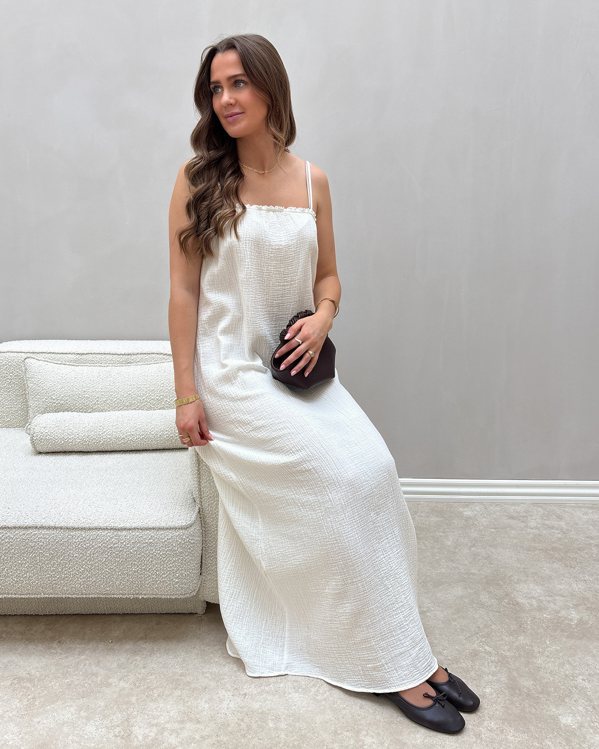 JDY Jdytheisjaz Cloud Dancer Life S/L Maxi Dress - S - Hvid