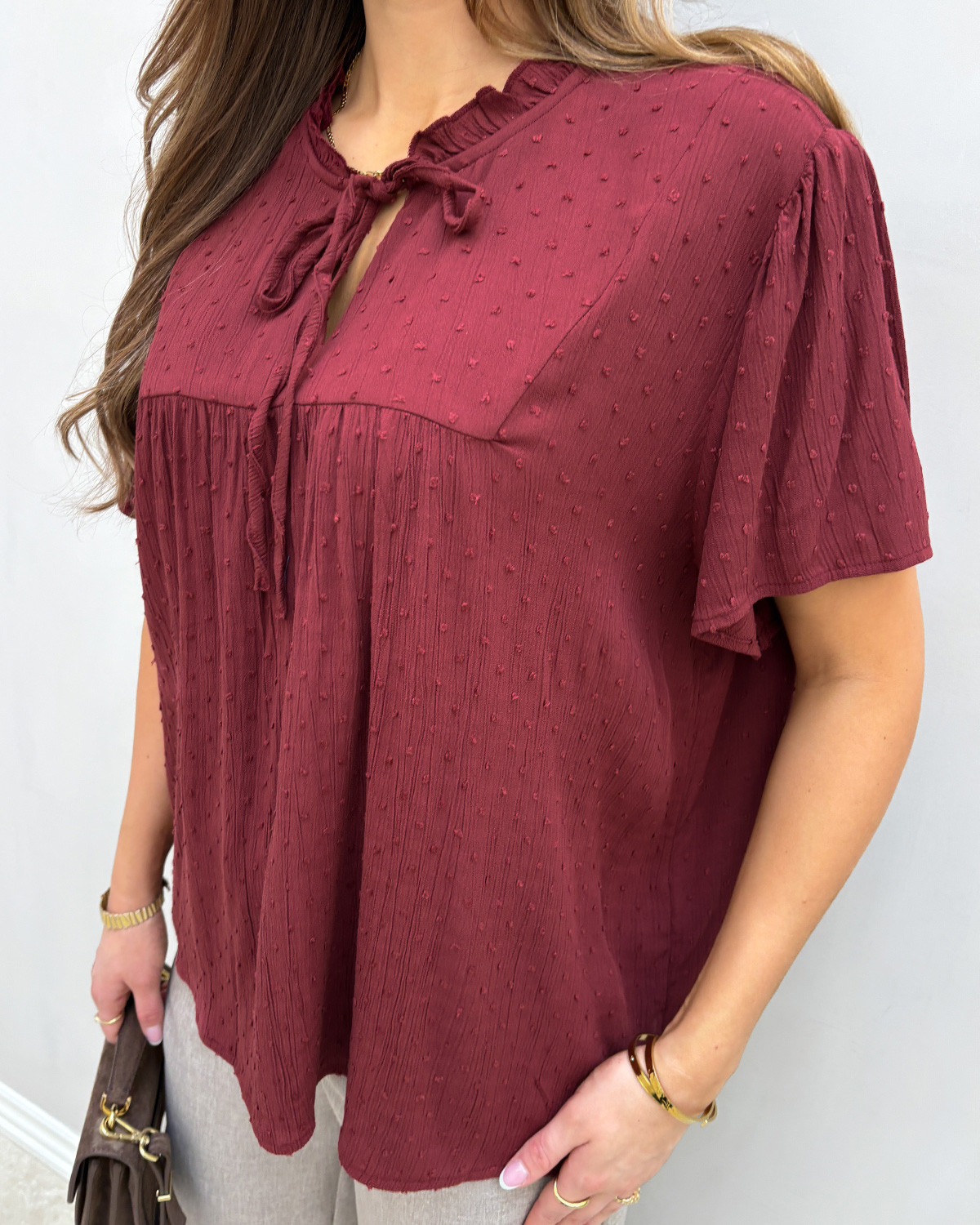 JDY Jdylima Oxblood Red Life S/S Top - 34 - Rød
