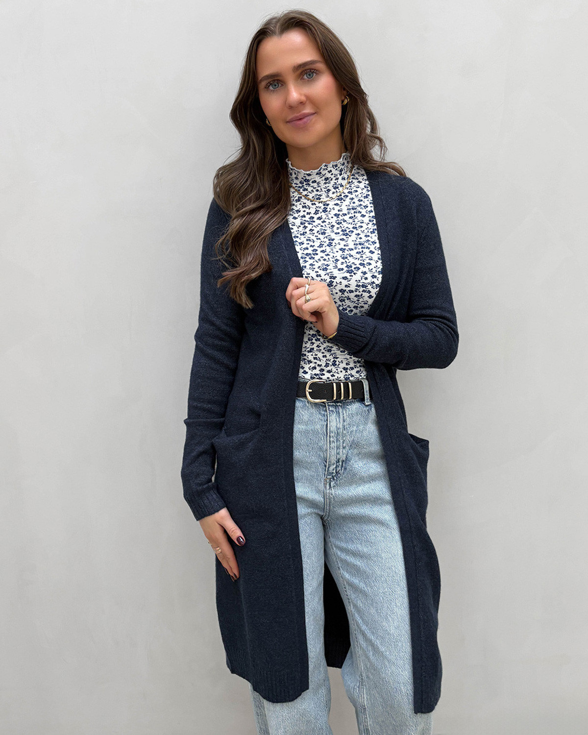 VILA Viril Long Eclipse Knit Cardigan - XS - Blå